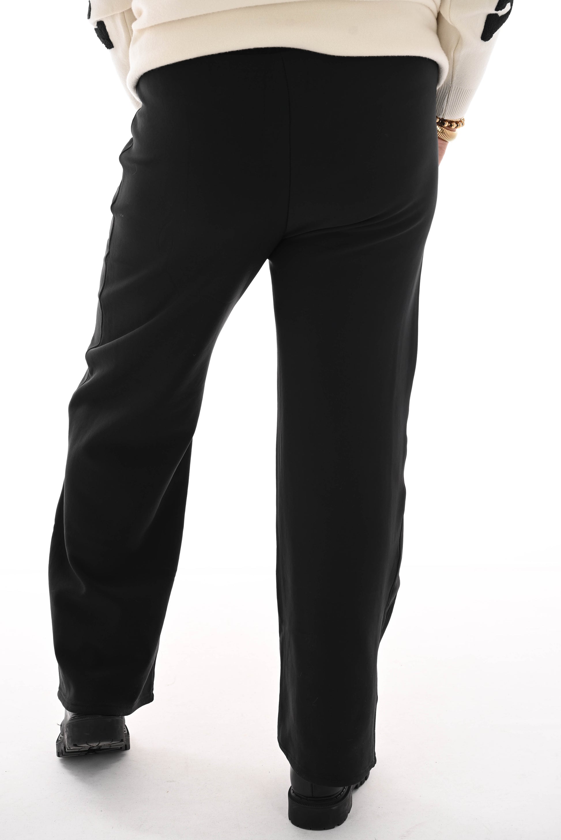 Straight leg joggingsbroek met thermo zwart