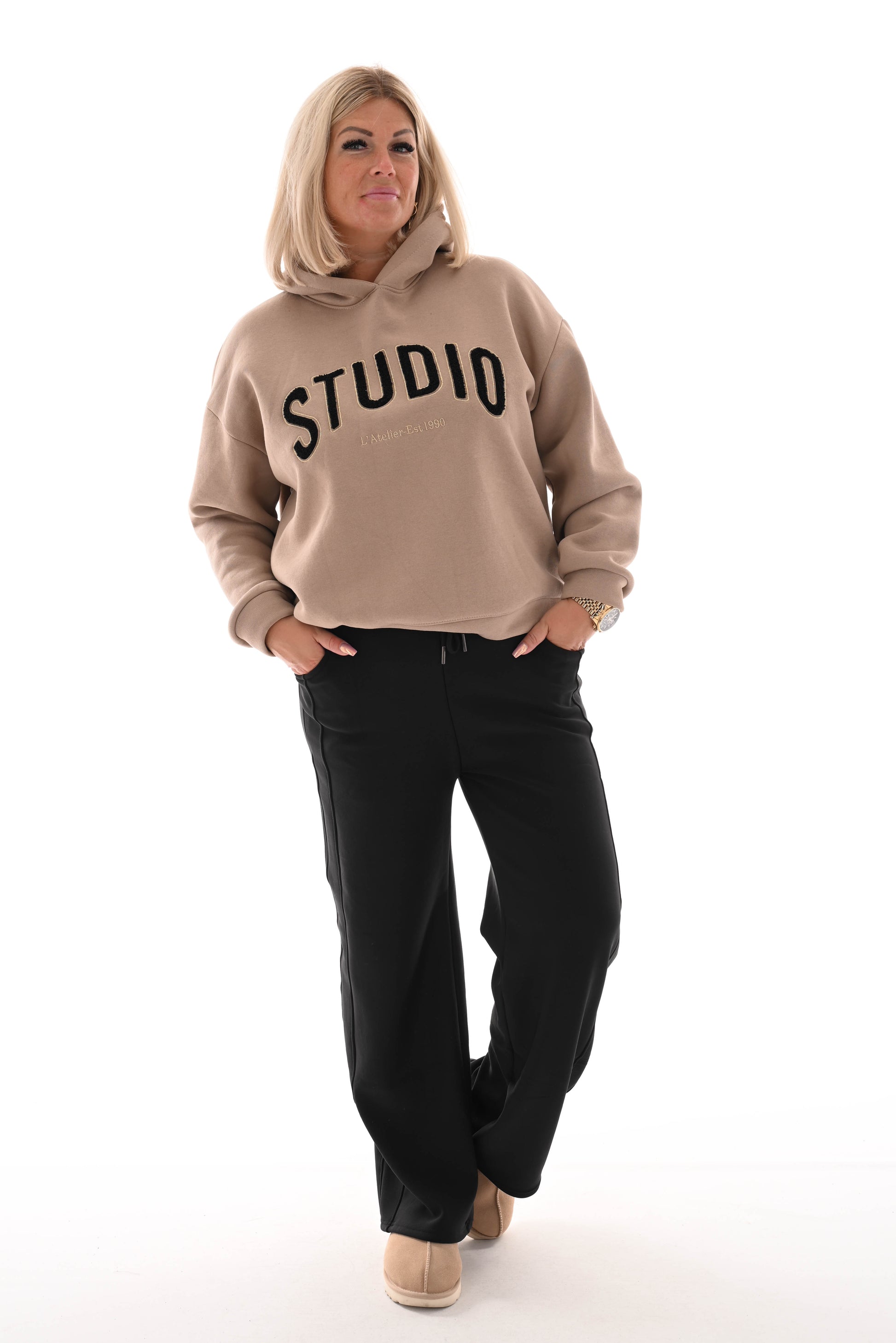 Hoodie studio taupe