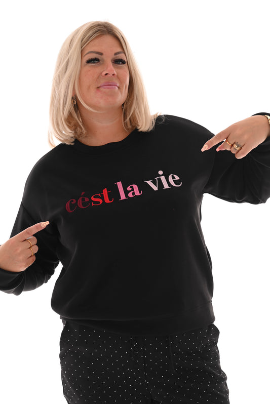 Sweater c est la vie zwart