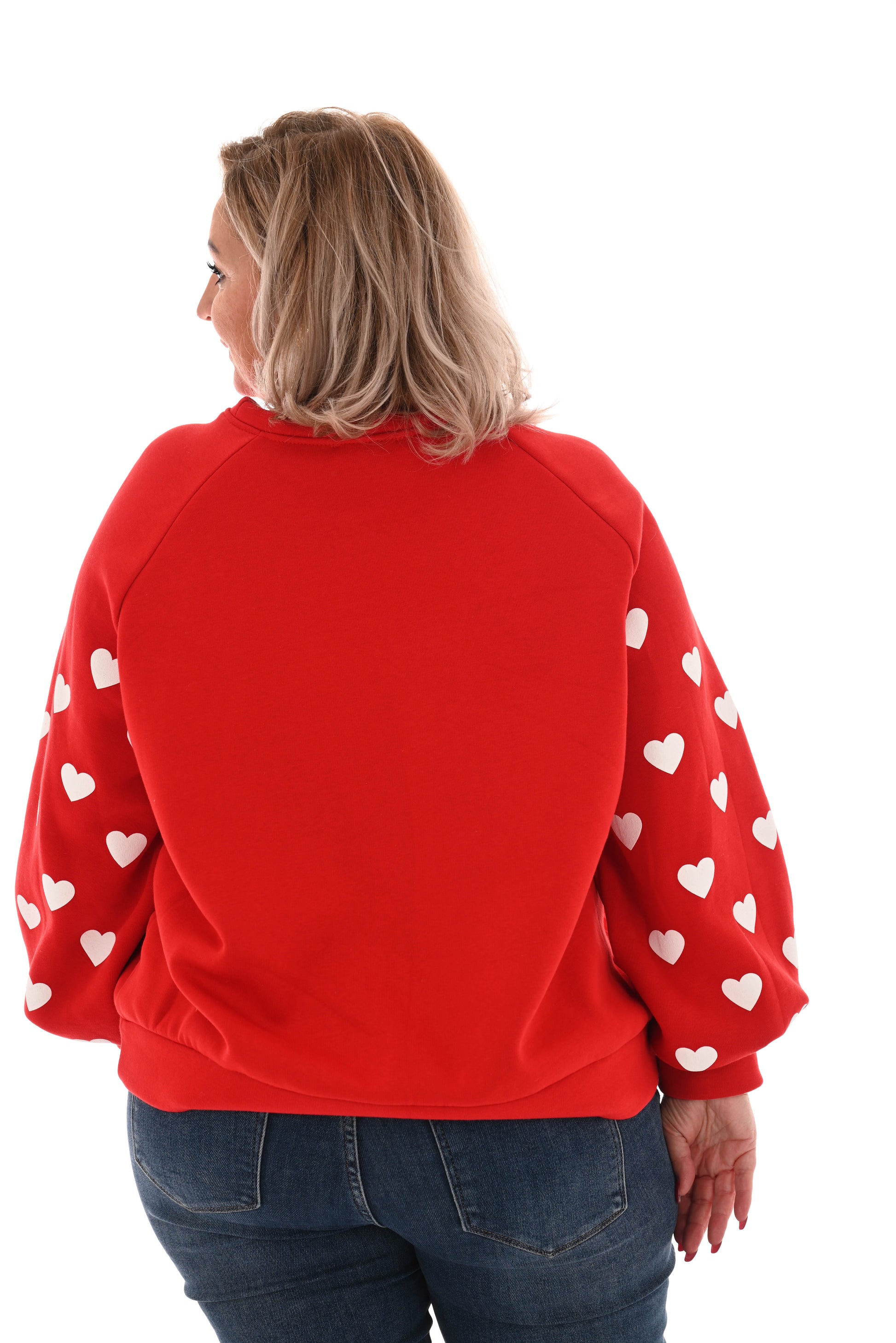 Sweater hartjes mouwen rood