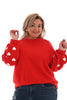 Sweater hartjes mouwen rood