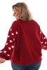 Sweater hartjes mouwen bordeaux