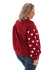 Sweater hartjes mouwen bordeaux