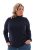 Trui turtle neck met vlecht marineblauw