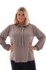 Travel blouse met strik uni taupe