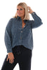 Glitter denim blouse blauw