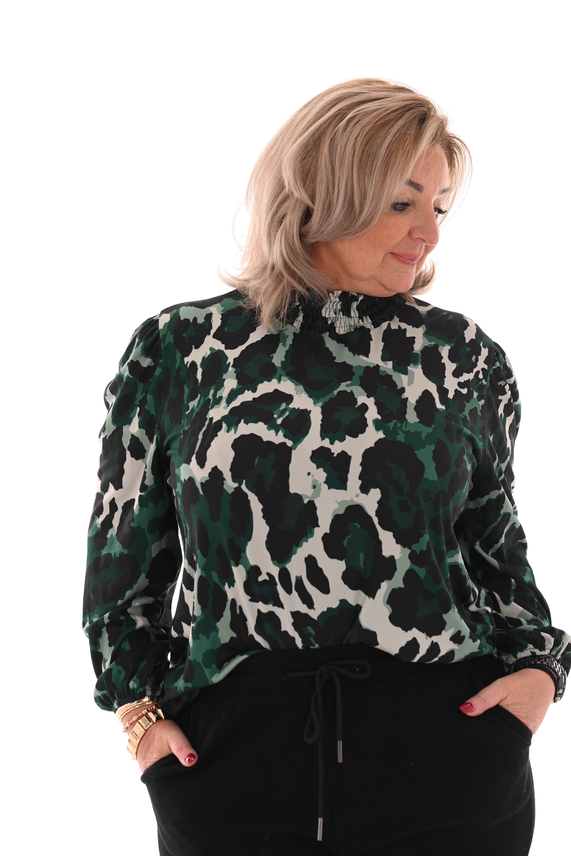 Top turtle neck panter flessengroen