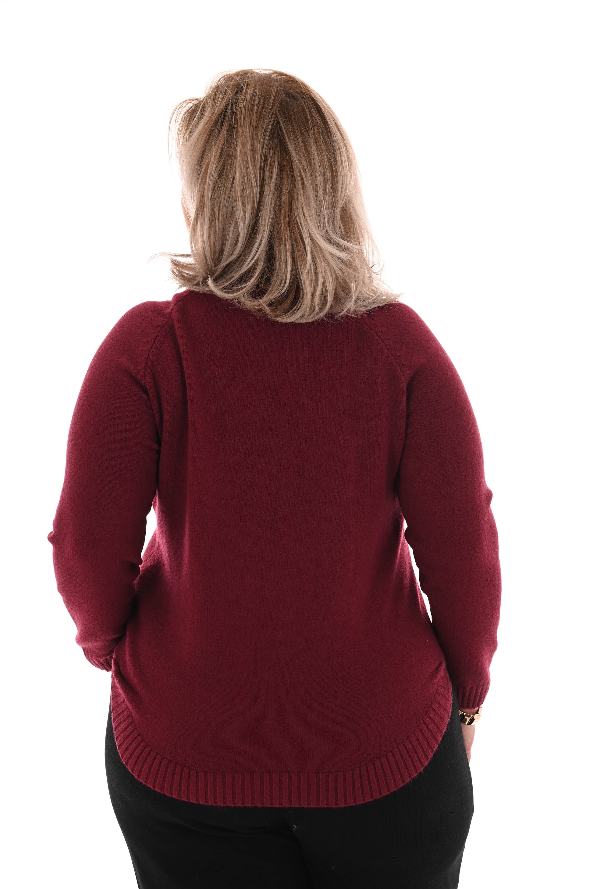 Trui turtle neck met vlecht bordeaux