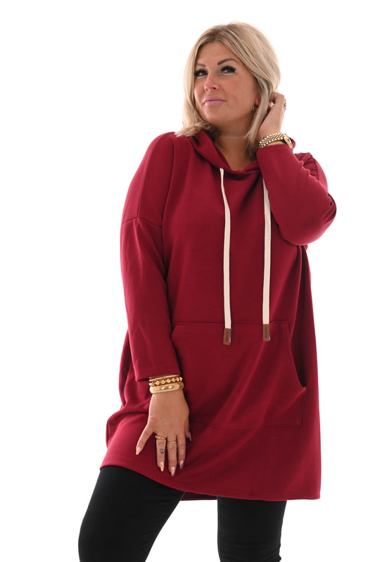 Sweater dress capuchon bordeaux