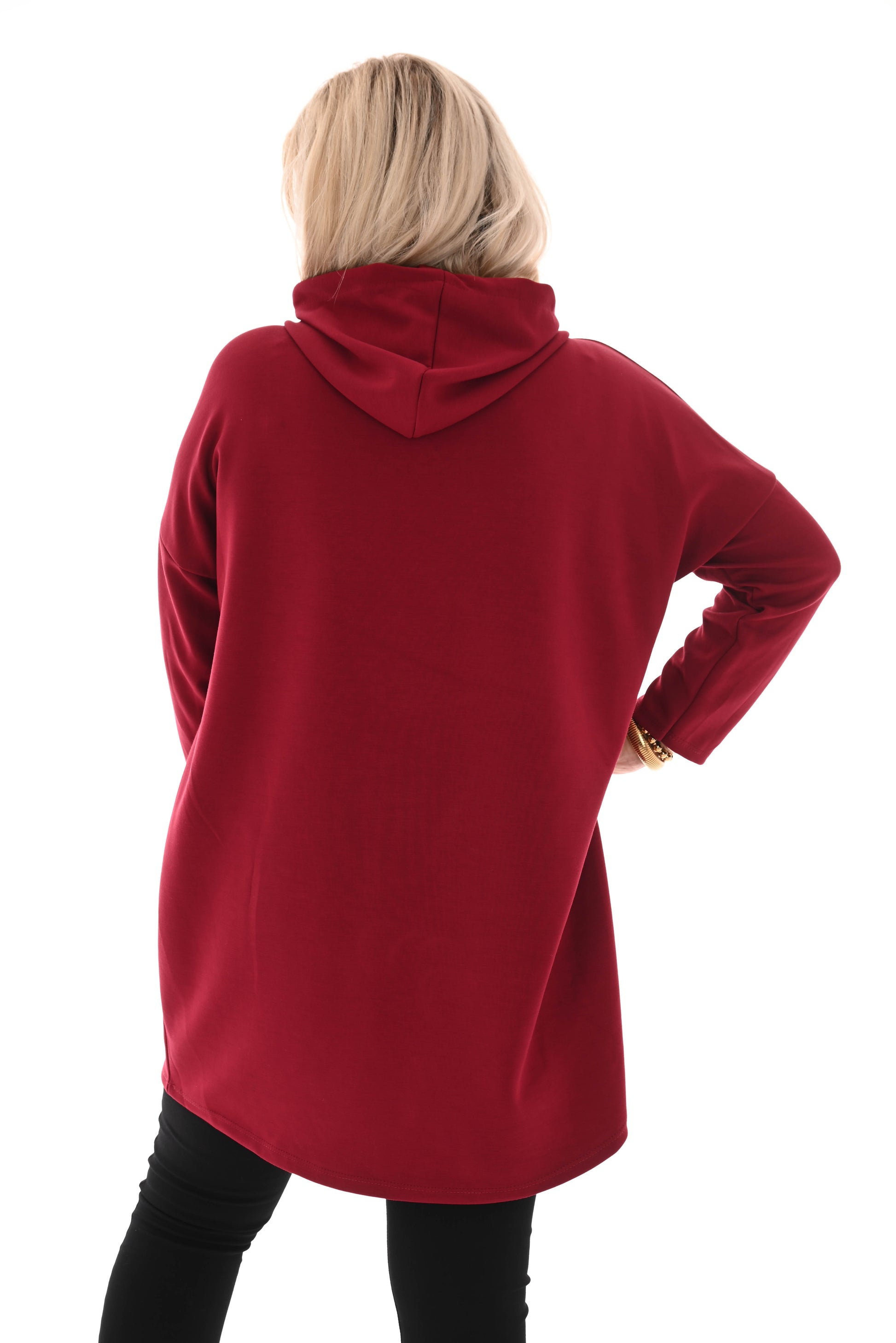 Sweater dress capuchon bordeaux