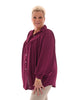 Blouse pofmouw met gouden knopen aubergine