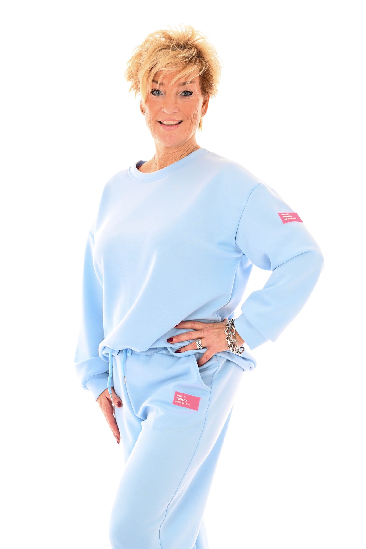 Tweedelig pak applicatie dress for yourself lichtblauw