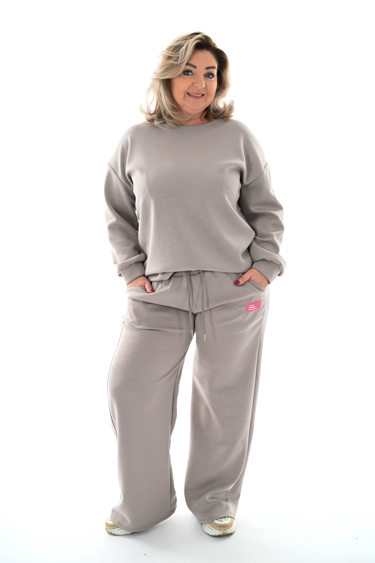 Tweedelig pak applicatie dress for yourself taupe