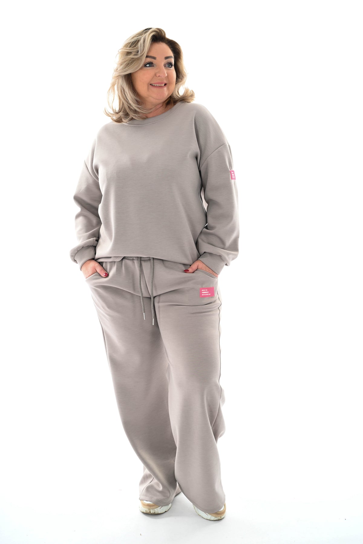 Tweedelig pak applicatie dress for yourself taupe