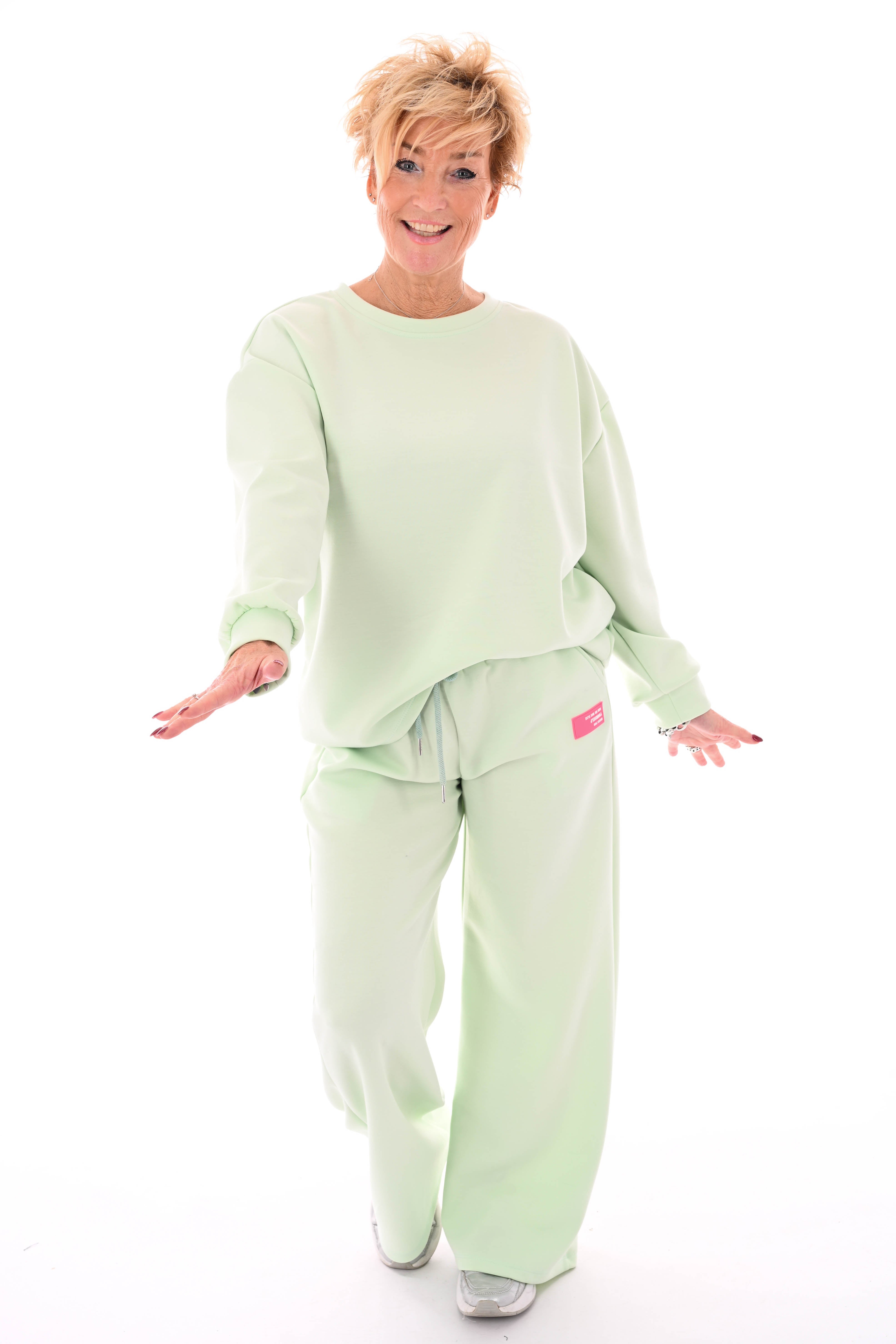 Tweedelig pak applicatie dress for yourself lichtgroen