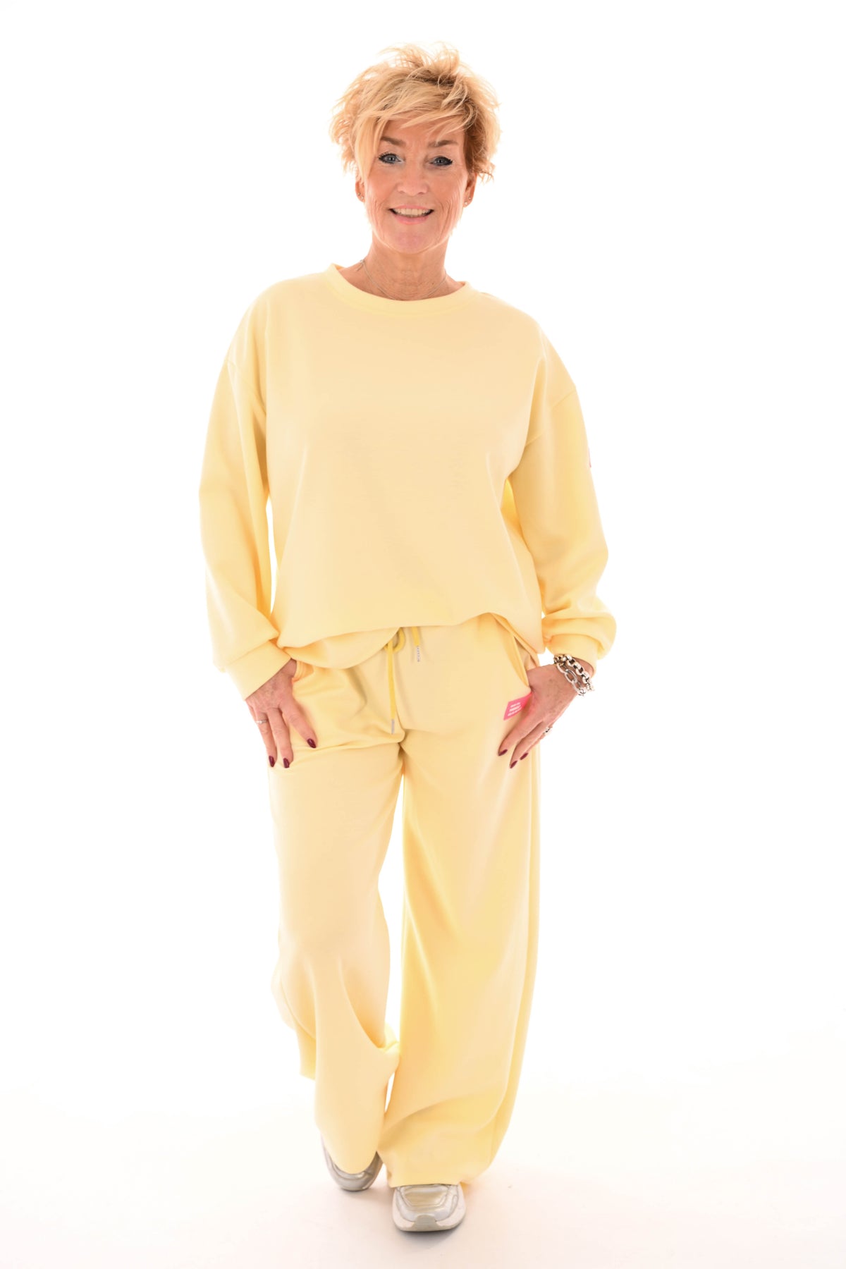 Tweedelig pak applicatie dress for yourself lichtgeel