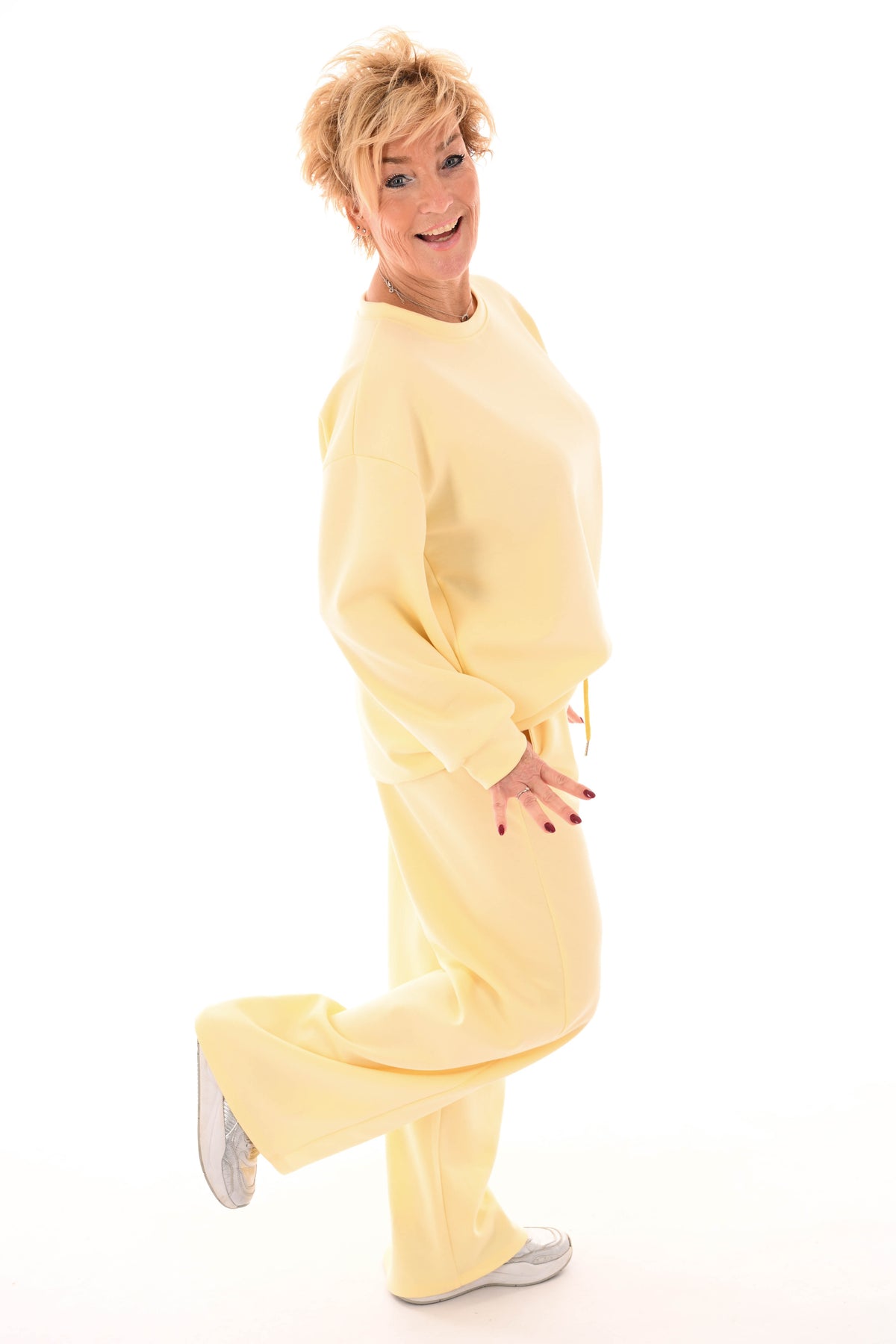 Tweedelig pak applicatie dress for yourself lichtgeel