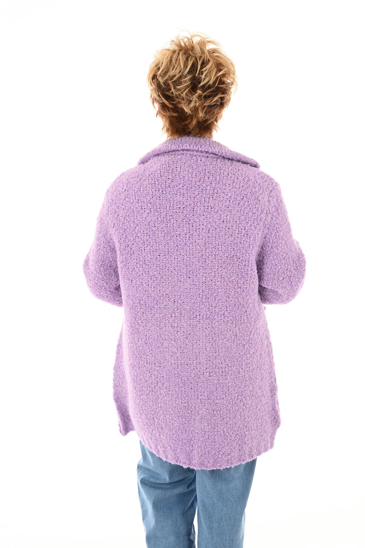 Boucle vest met kraag lila