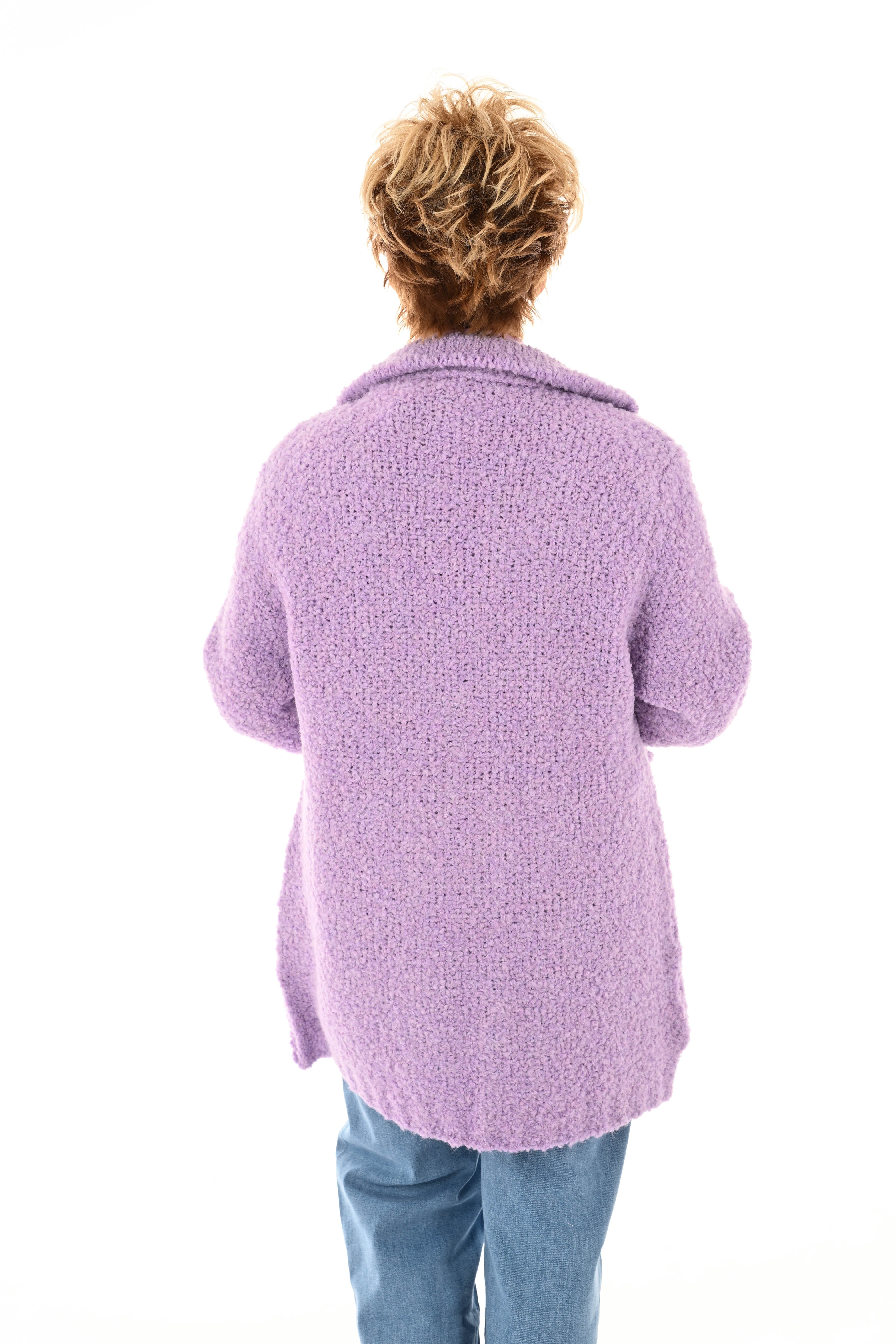 Boucle vest met kraag lila