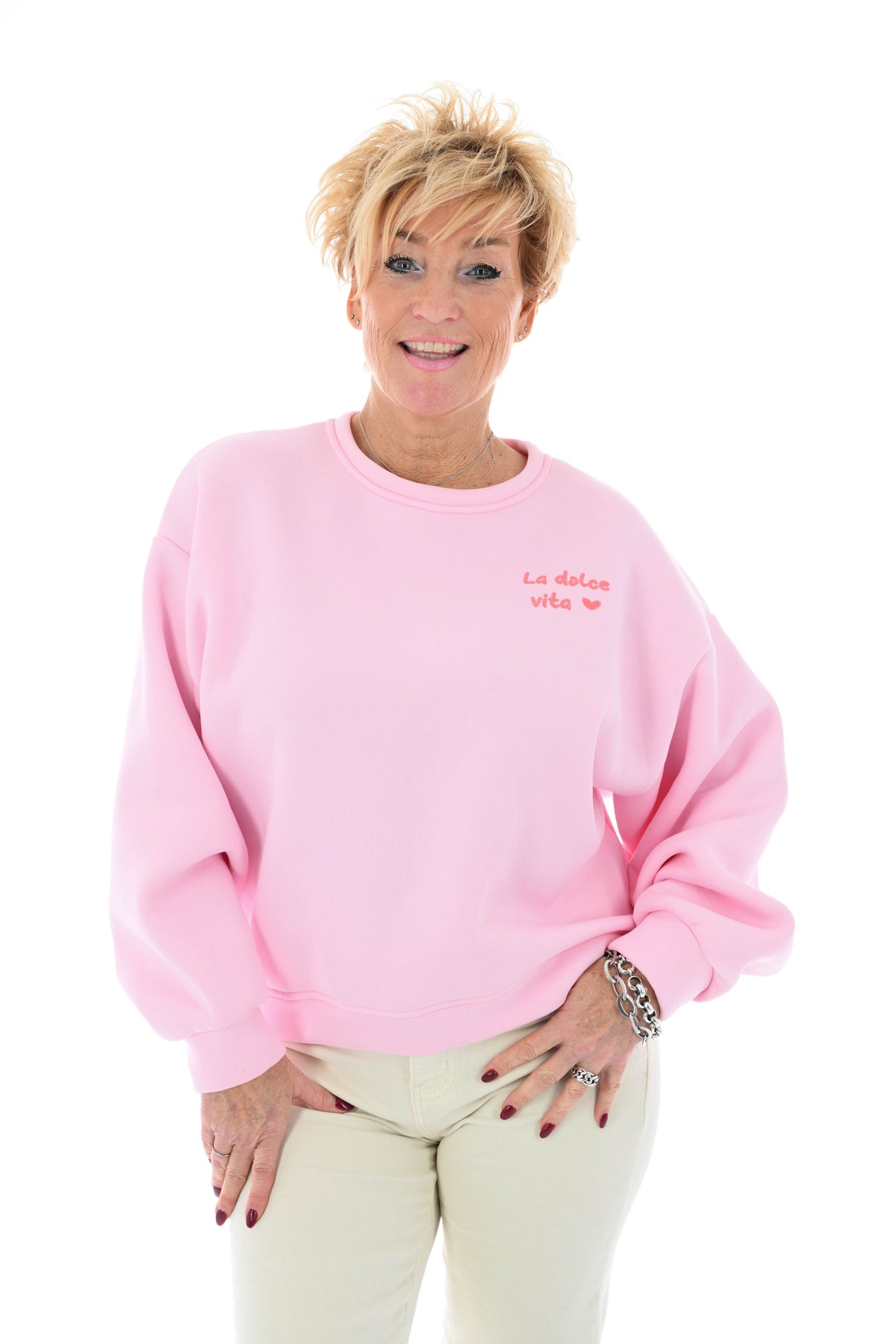 Sweater la dolce vita lichtroze