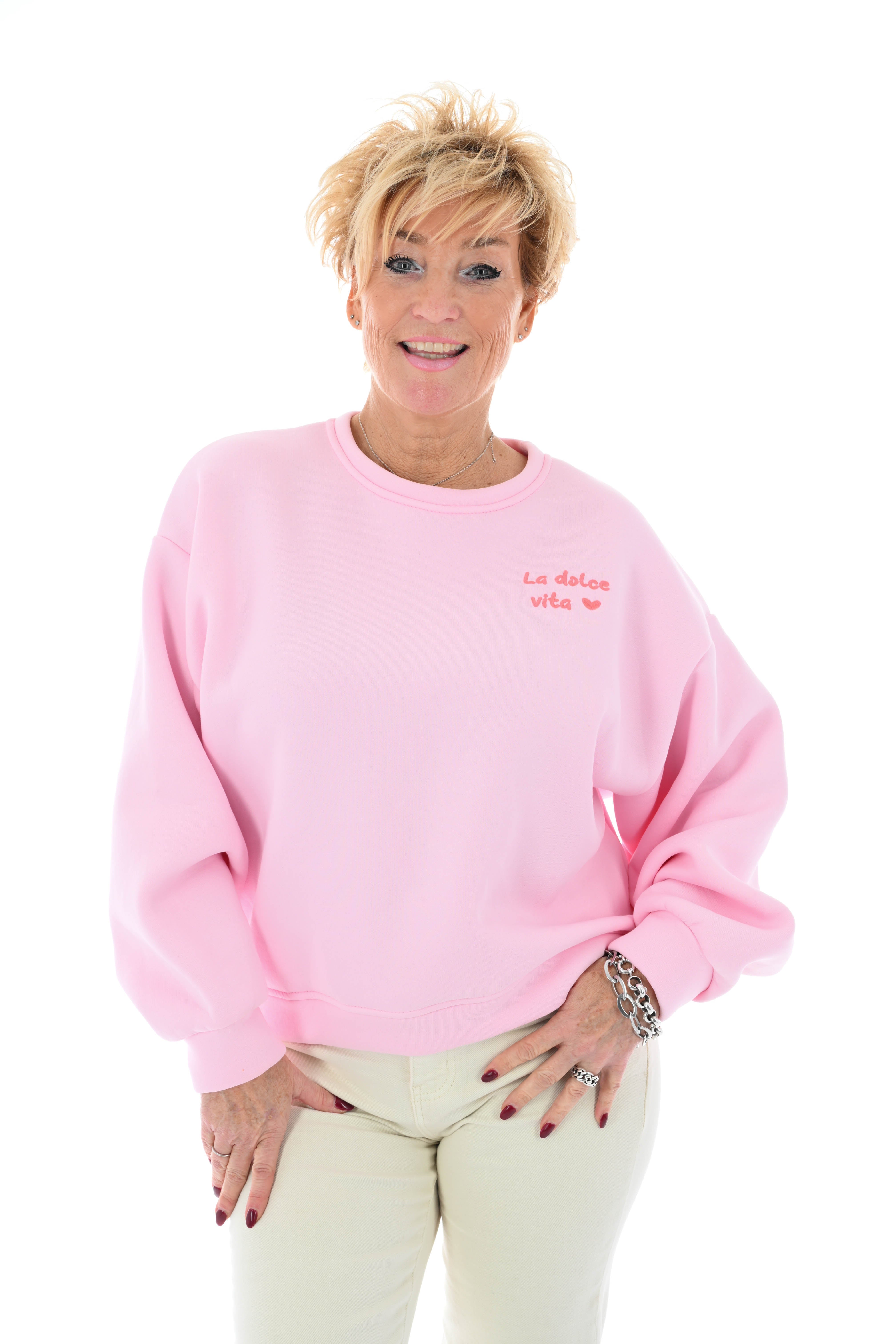 Sweater la dolce vita lichtroze