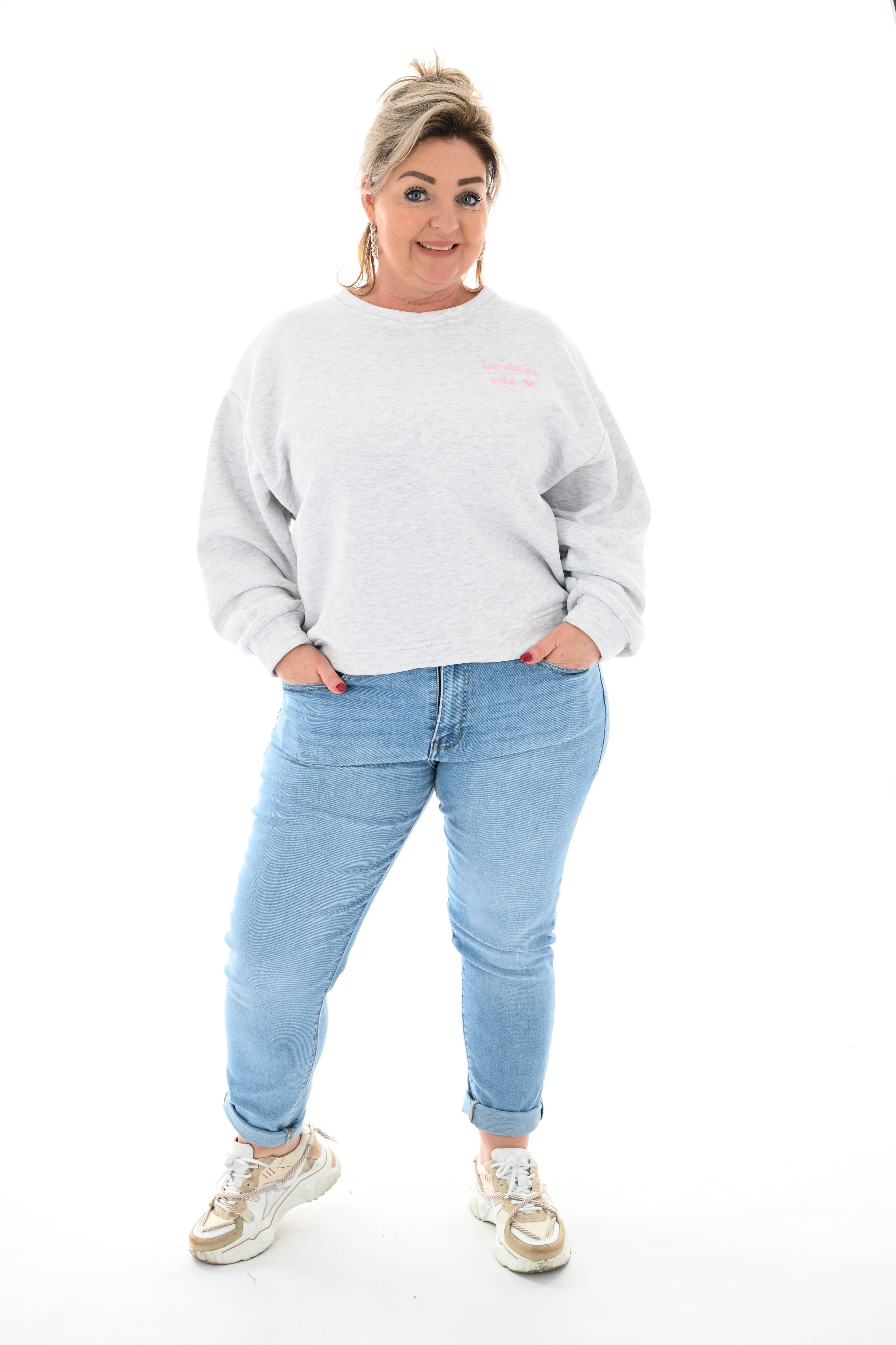 Sweater la dolce vita lichtgrijs