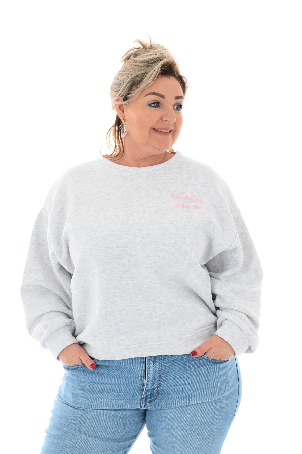 Sweater la dolce vita lichtgrijs