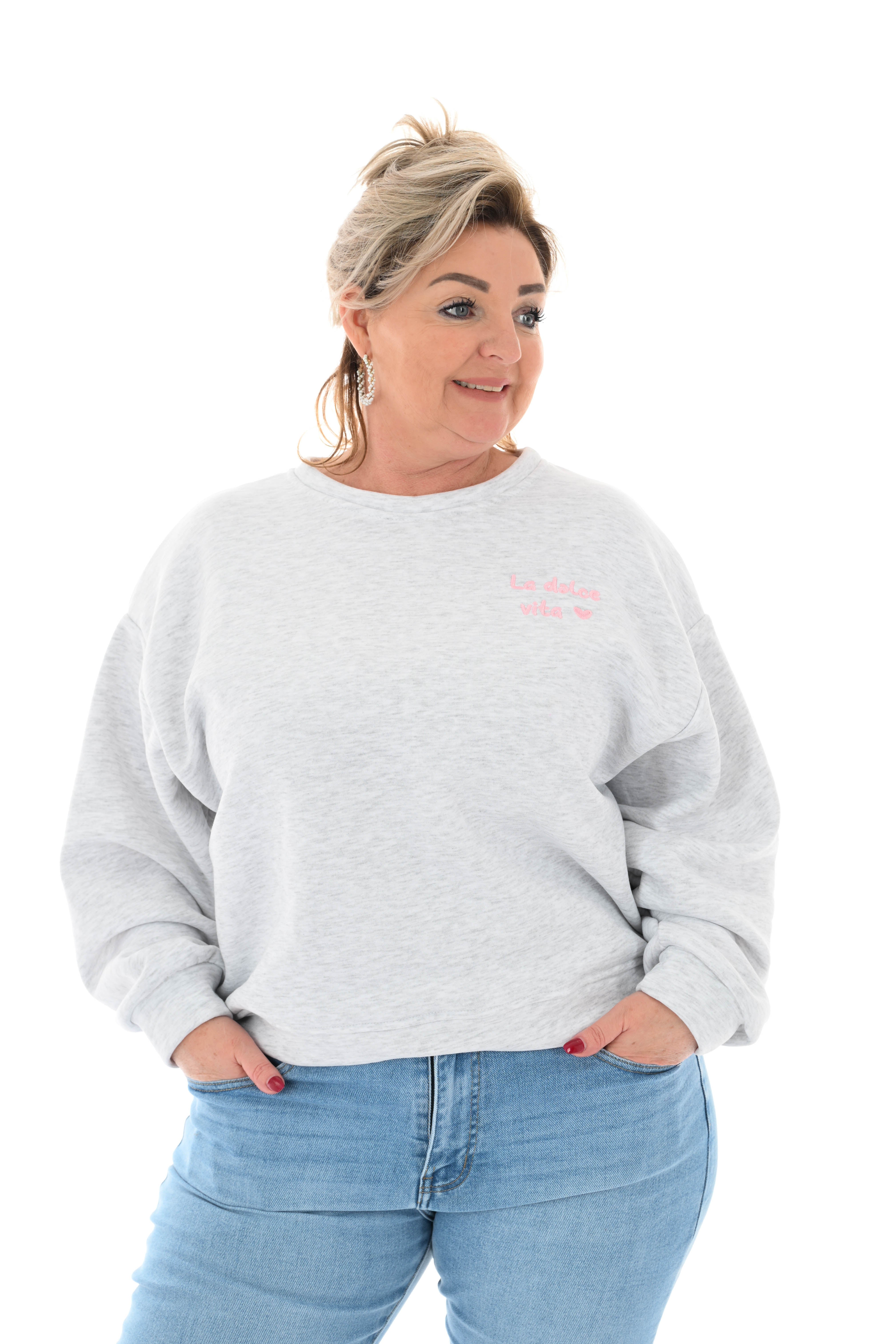 Sweater la dolce vita lichtgrijs