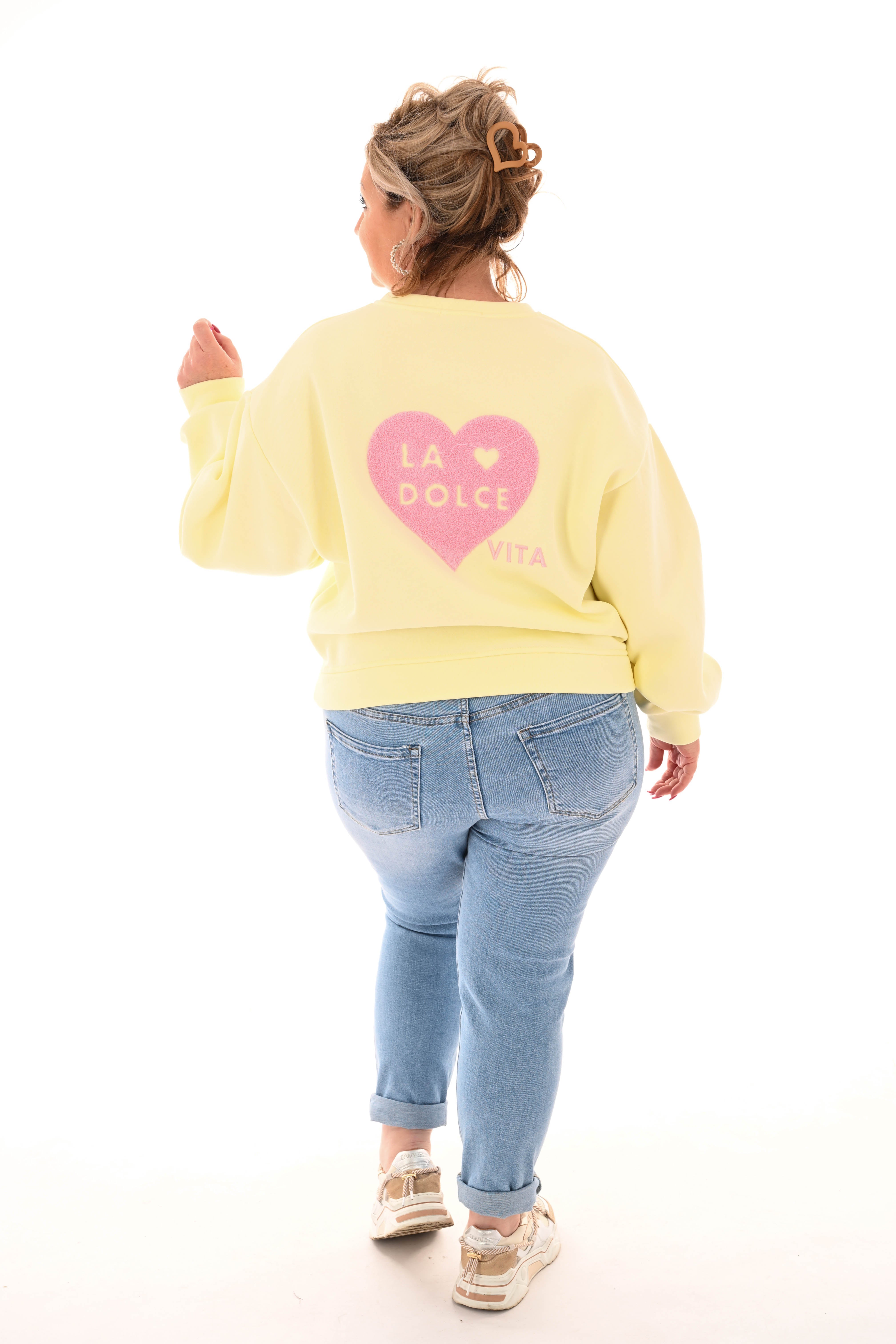 Sweater la dolce vita lichtgeel