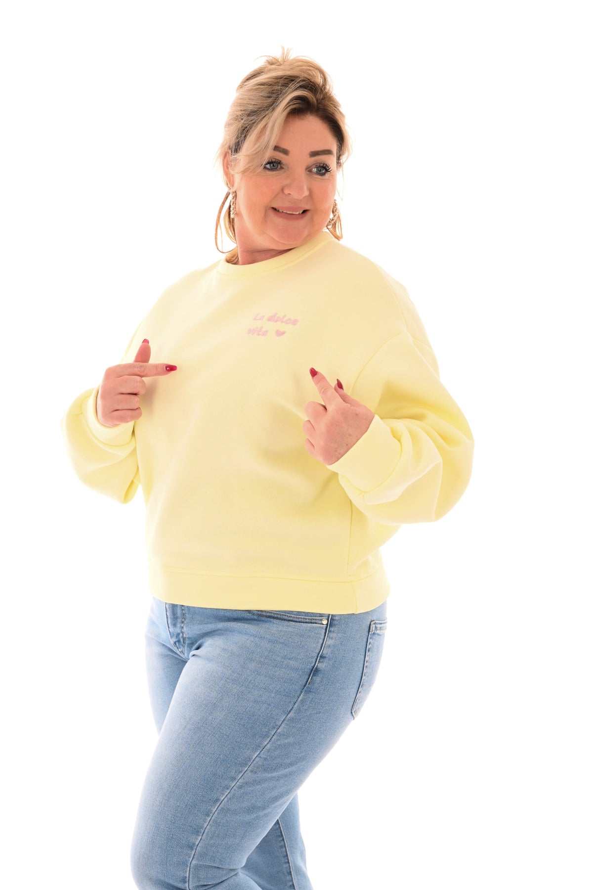 Sweater la dolce vita lichtgeel