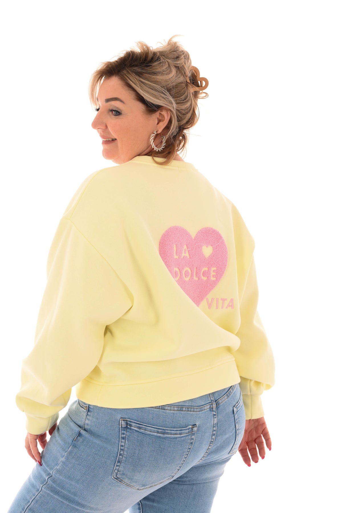 Sweater la dolce vita lichtgeel