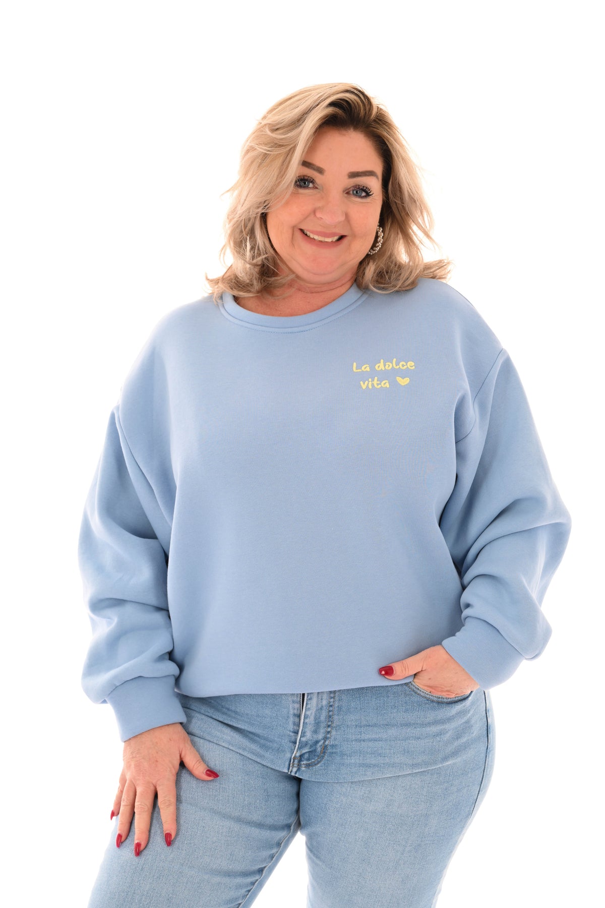 Sweater la dolce vita lichtblauw