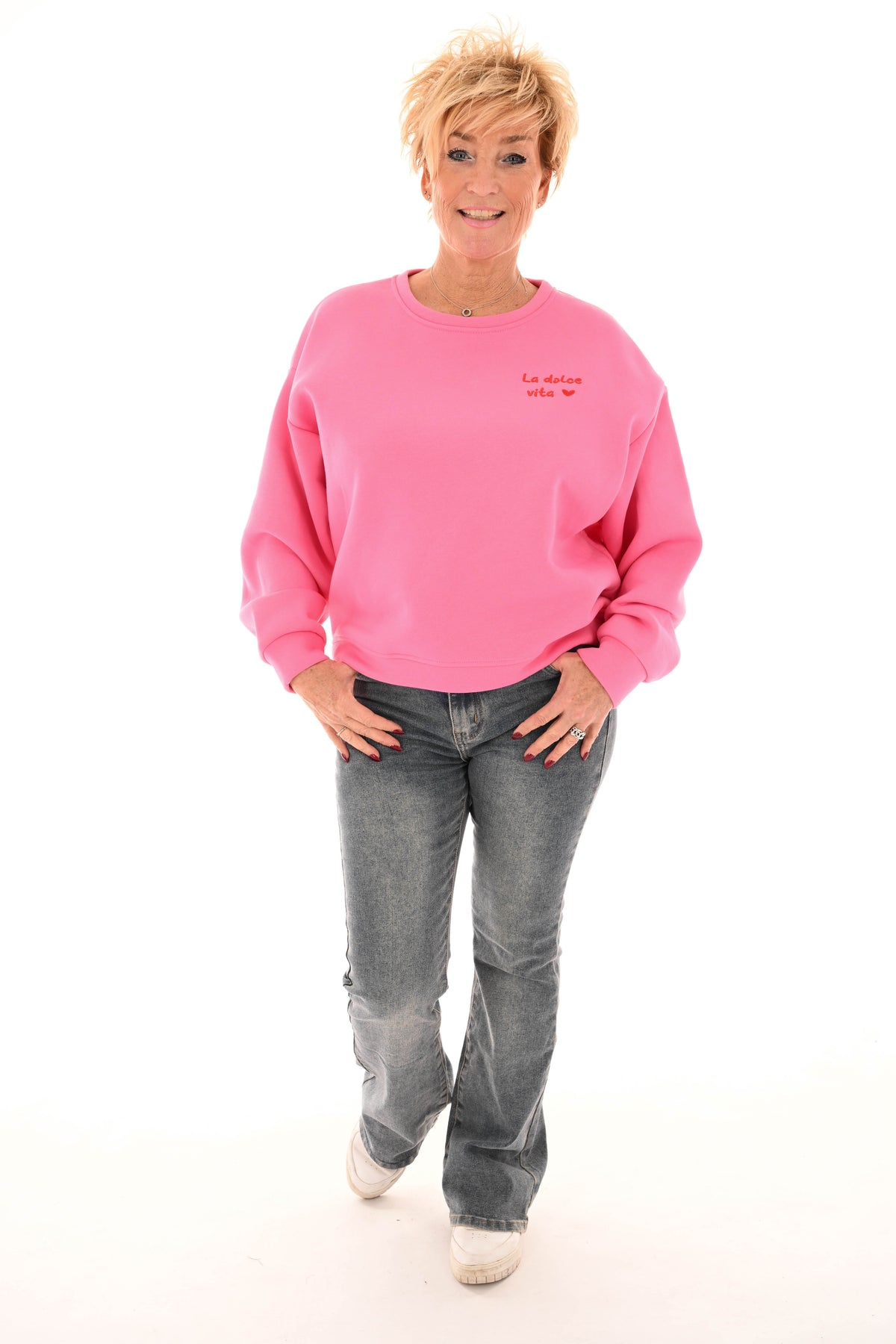 Sweater la dolce vita donkerroze