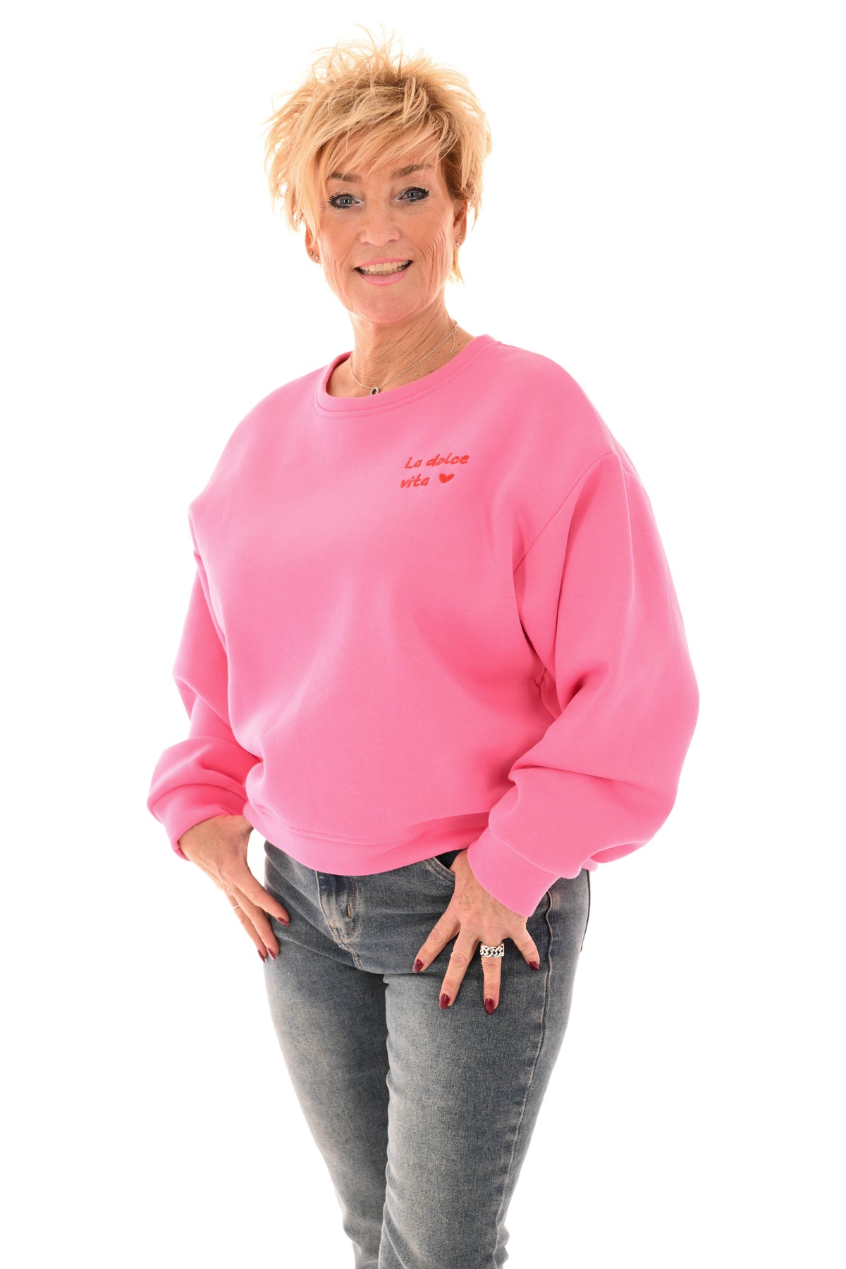 Sweater la dolce vita donkerroze