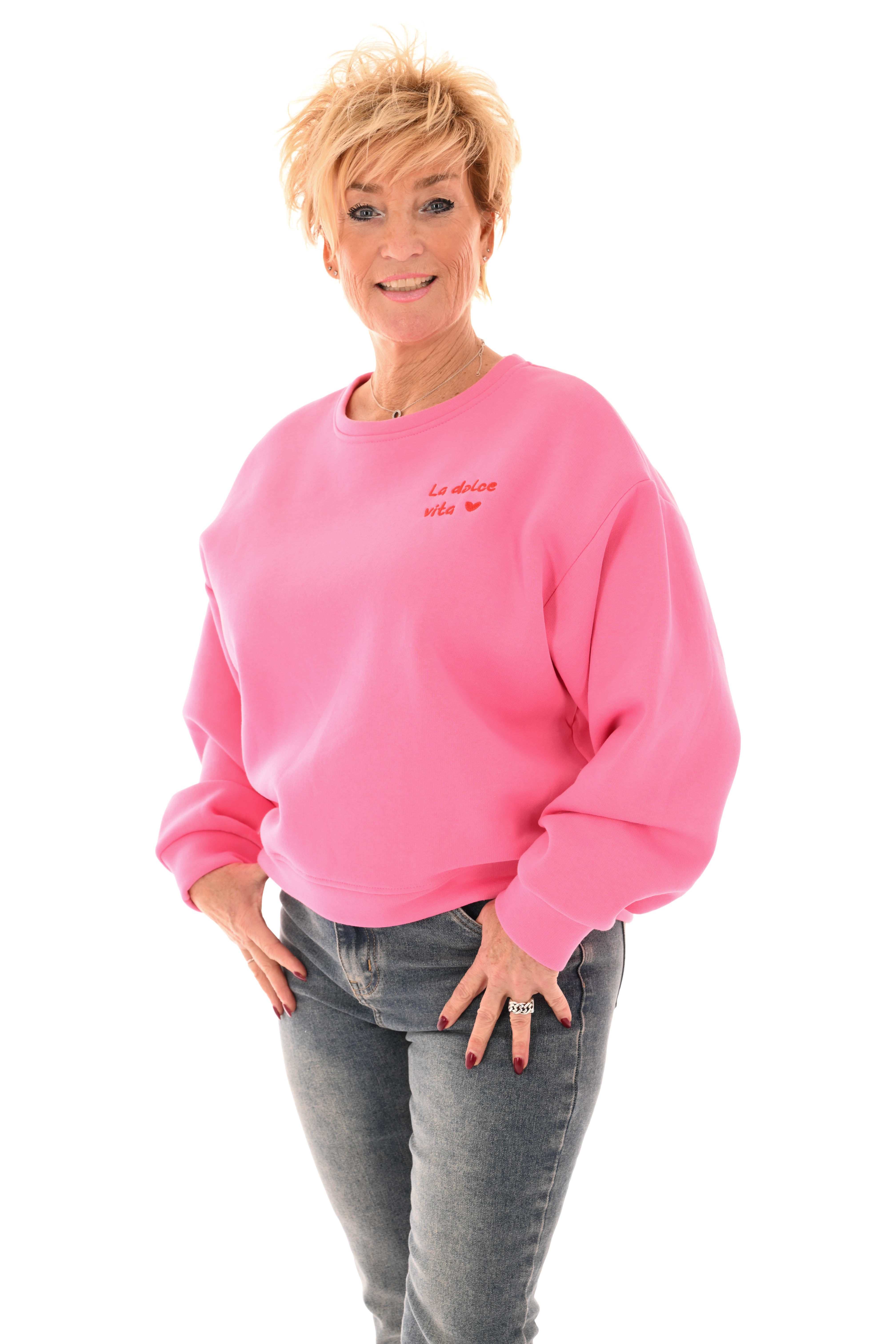 Sweater la dolce vita donkerroze