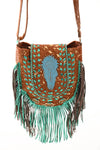 Ibiza stijl tas met franjes bruin