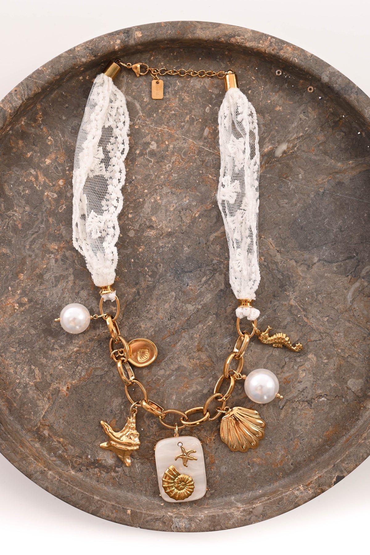 Ketting kant zeeschelpen goud