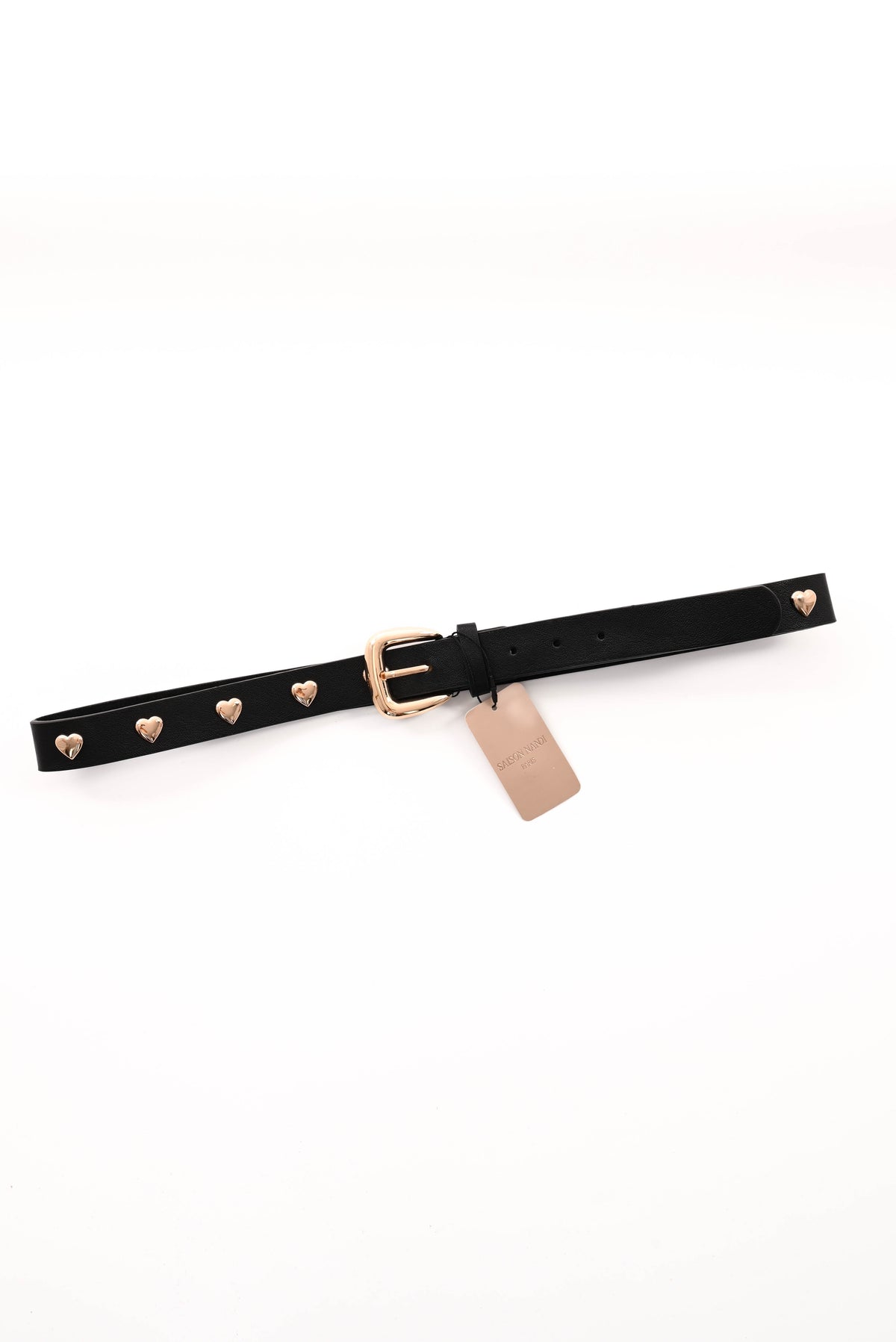 Riem met stud hartjes zwart