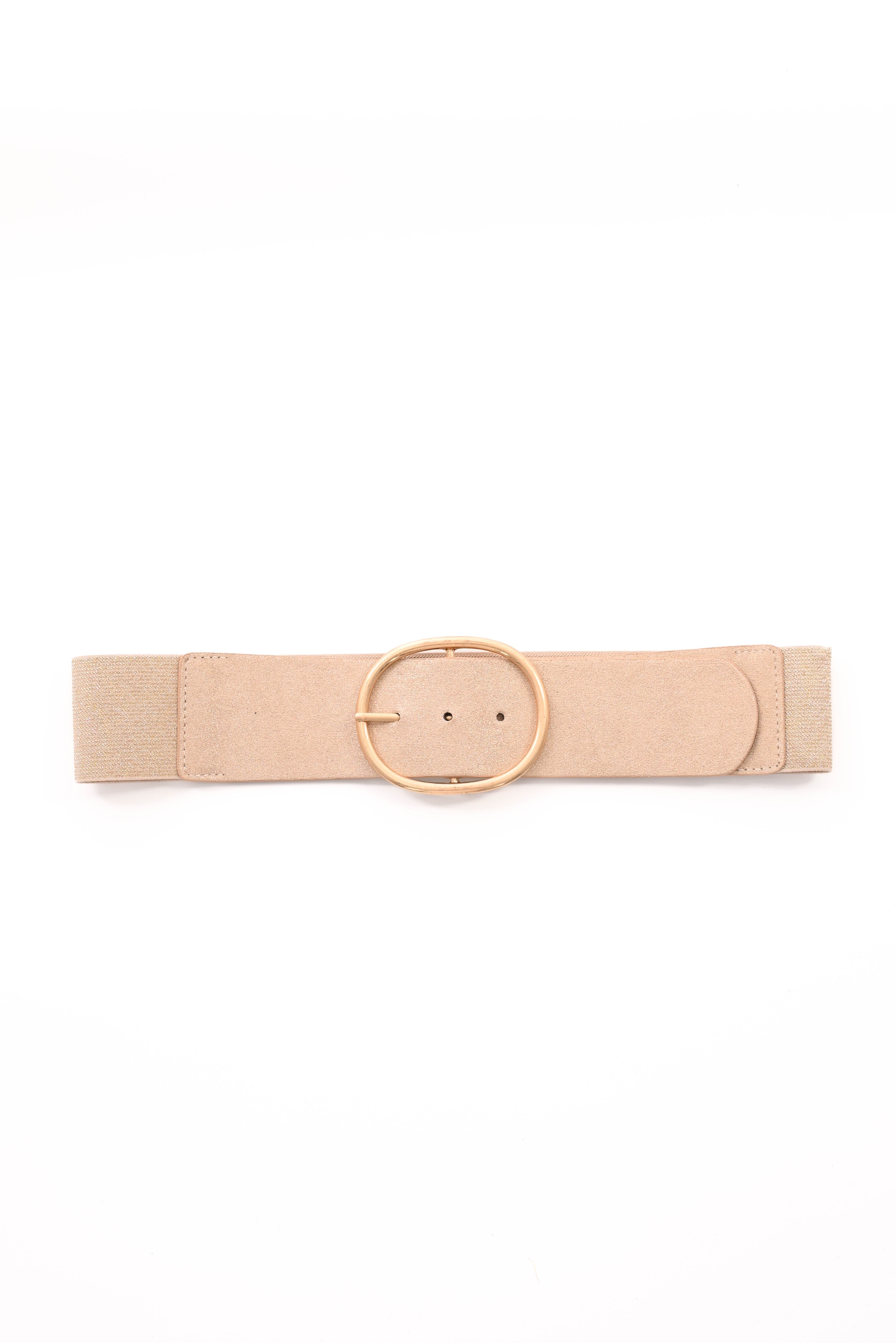 Riem elastiek grote gesp beige