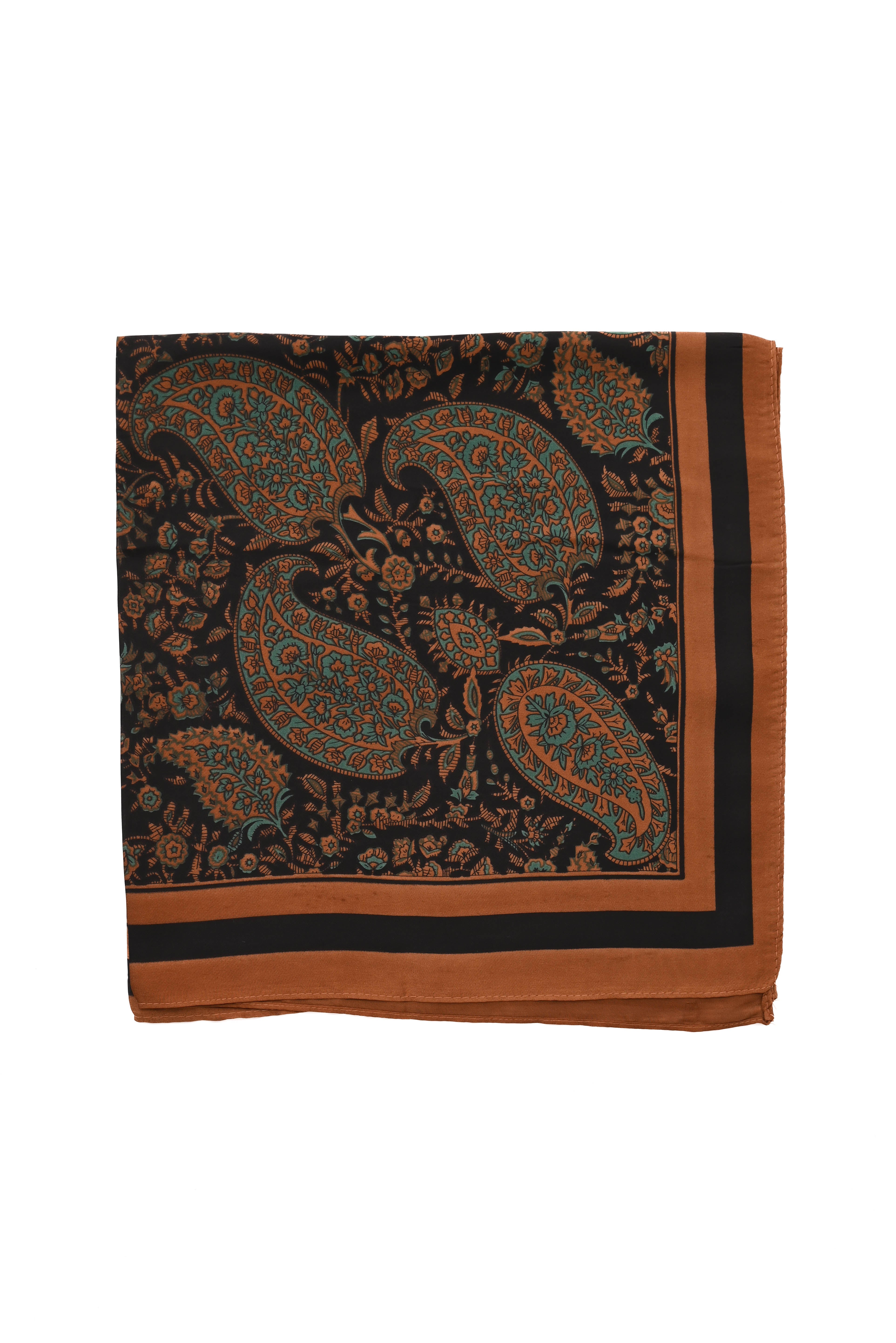 Kort sjaaltje paisley zwart/bruin