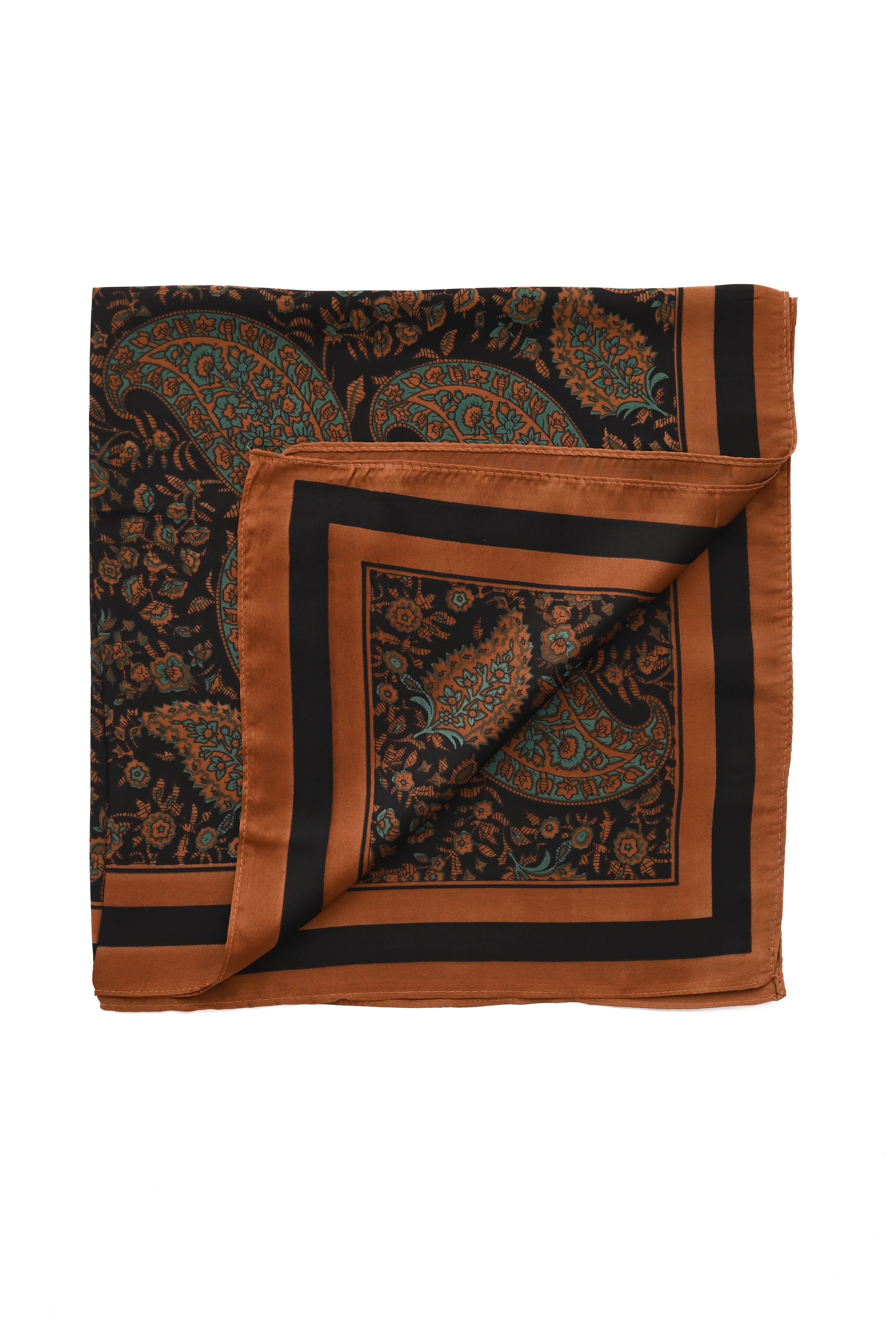 Kort sjaaltje paisley zwart/bruin