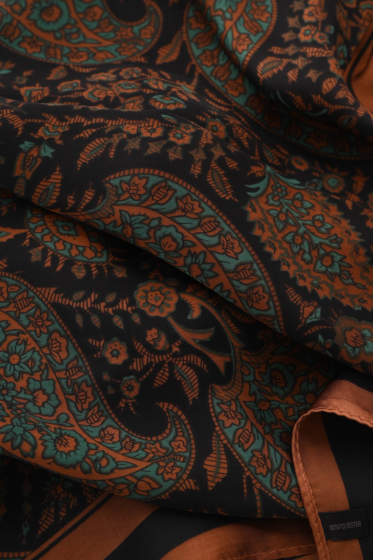 Kort sjaaltje paisley zwart/bruin
