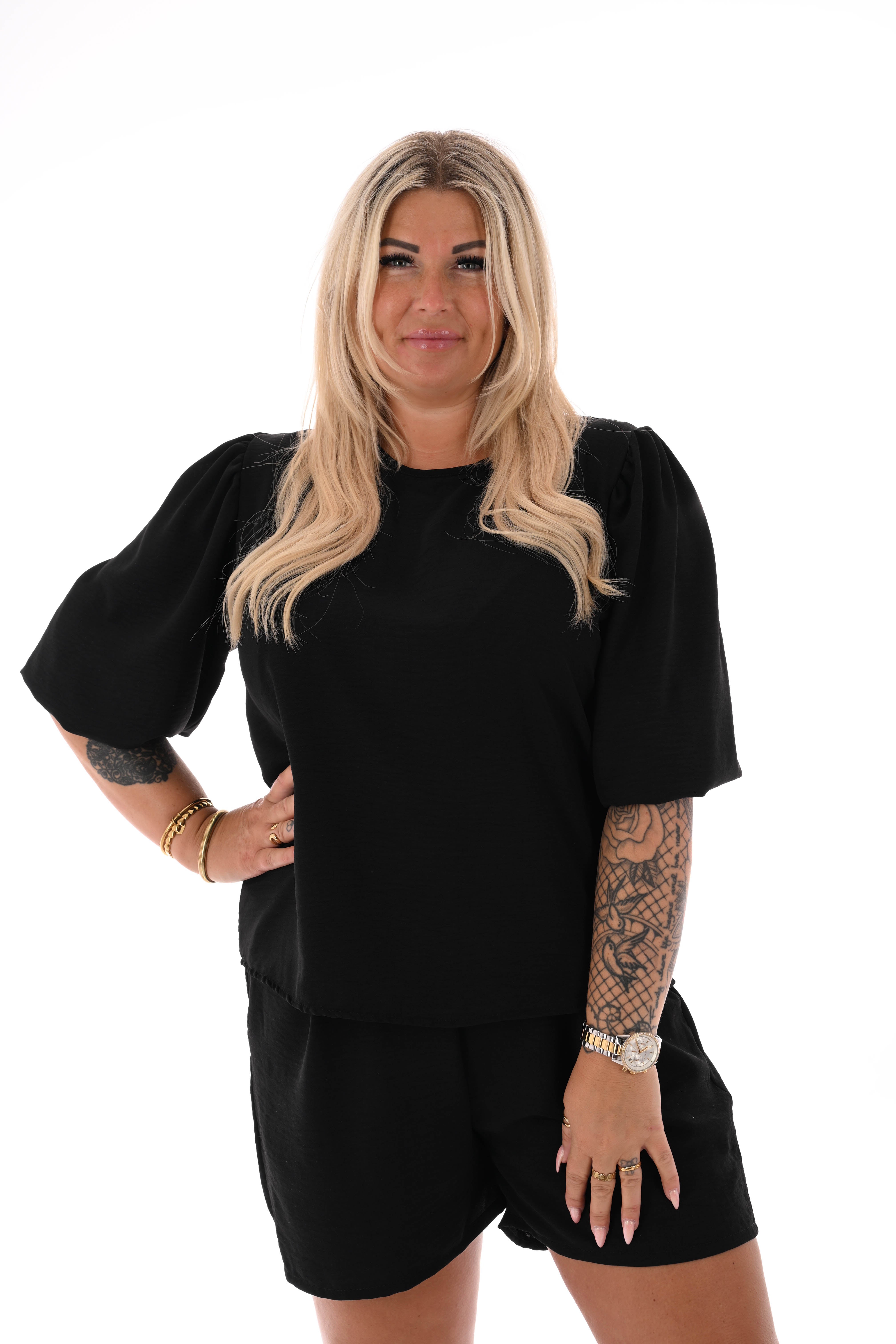 Twinset 3/4e pofmouwen uni zwart