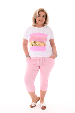 T-shirt vegen glitter roze