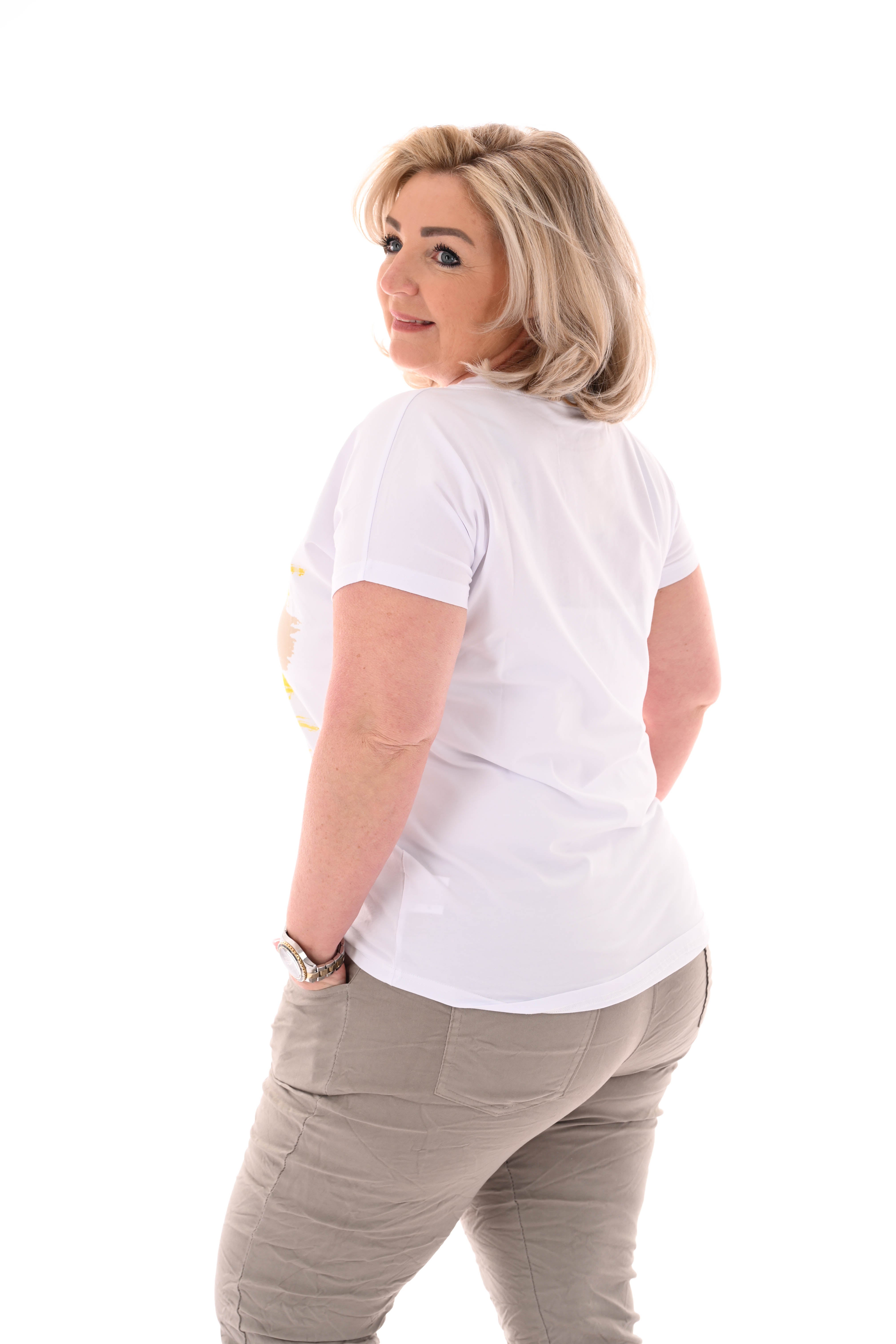 T-shirt vegen glitter geel