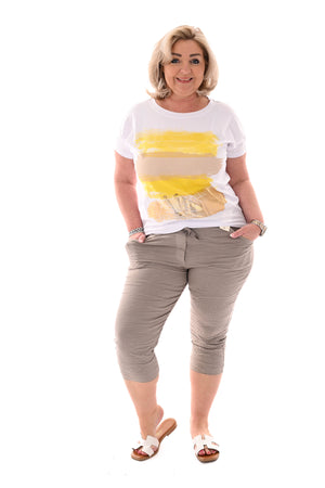Stretchbroek capri uni taupe