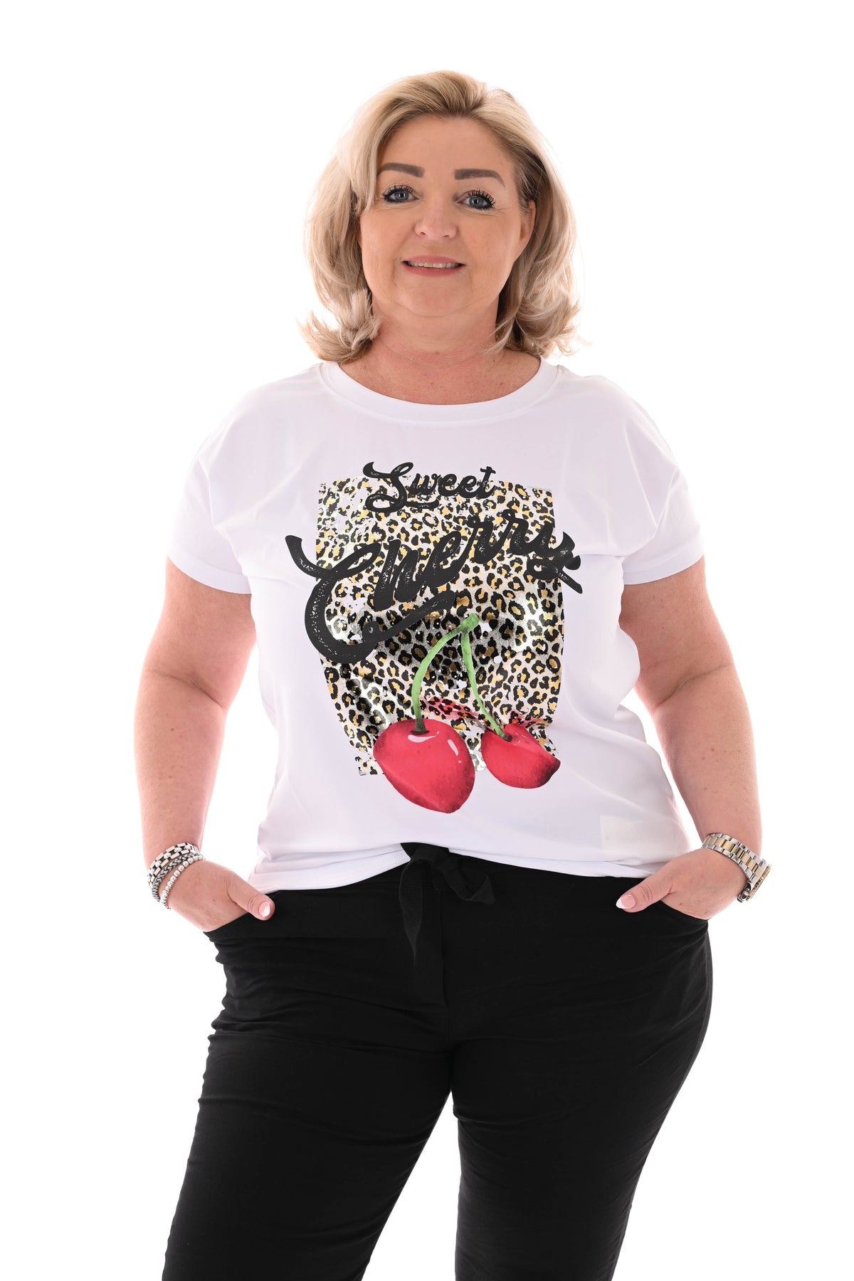 T-shirt sweet cherry zilver