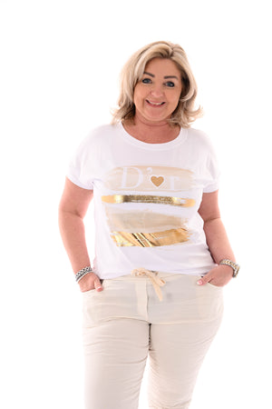 T-shirt vegen D' or beige