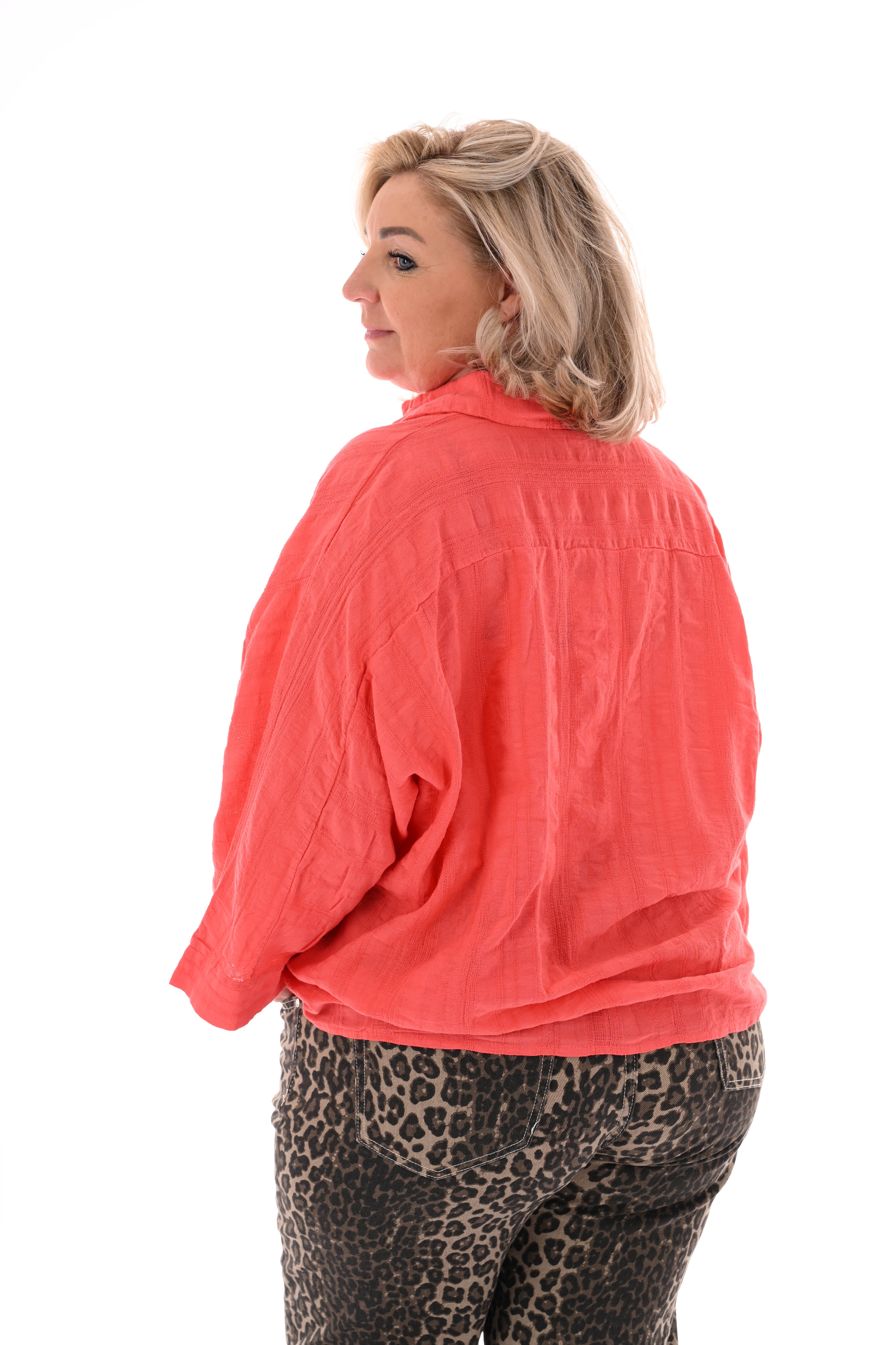 Blouse 3/4e mouwen uni koraal