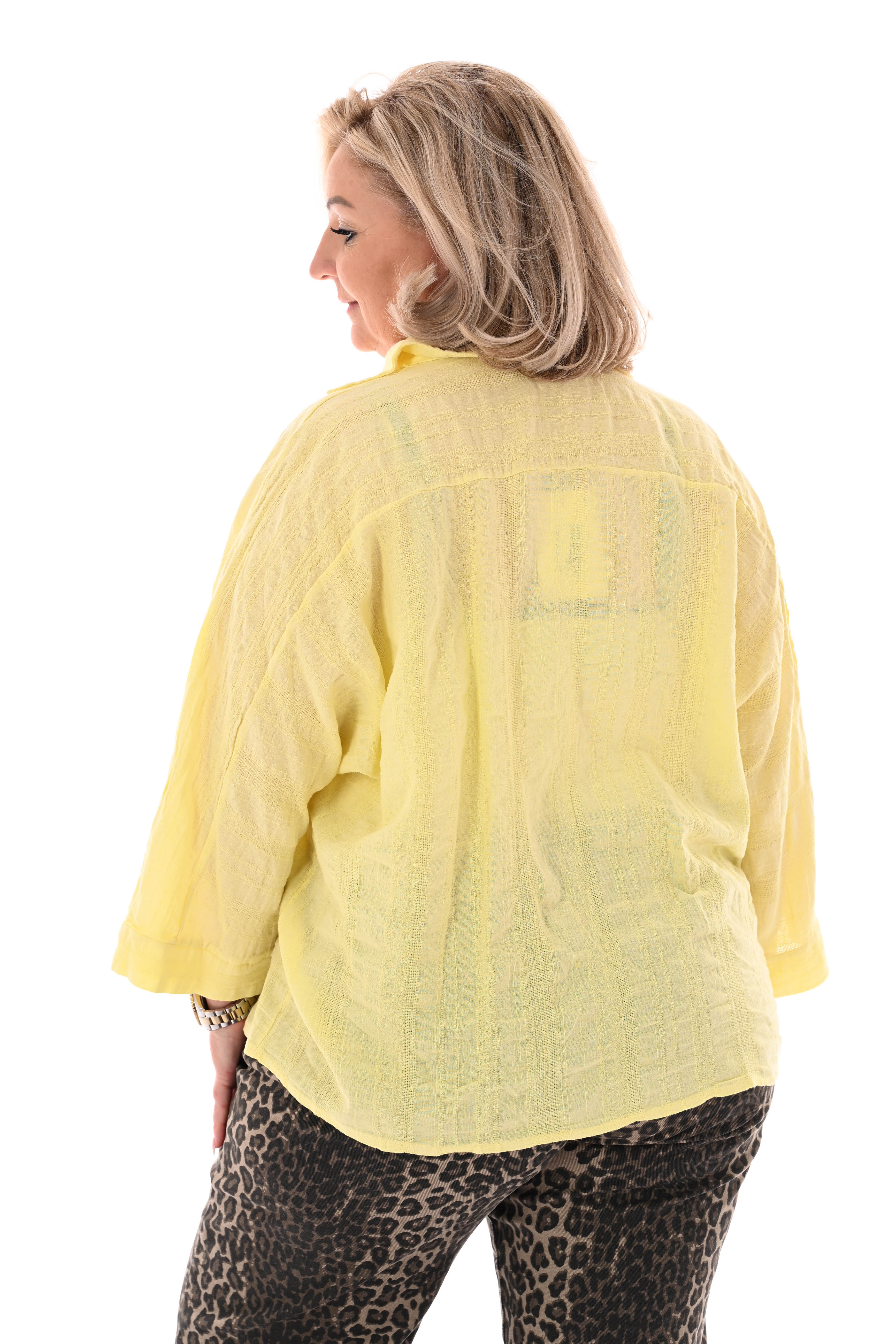 Blouse 3/4e mouwen uni geel